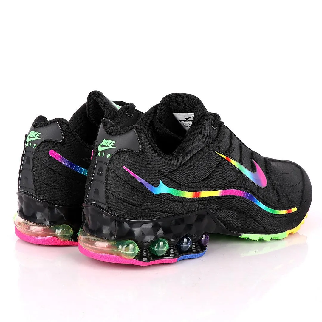 NK Max Off-White Black Sneakers With Multi-color Sole And Logo