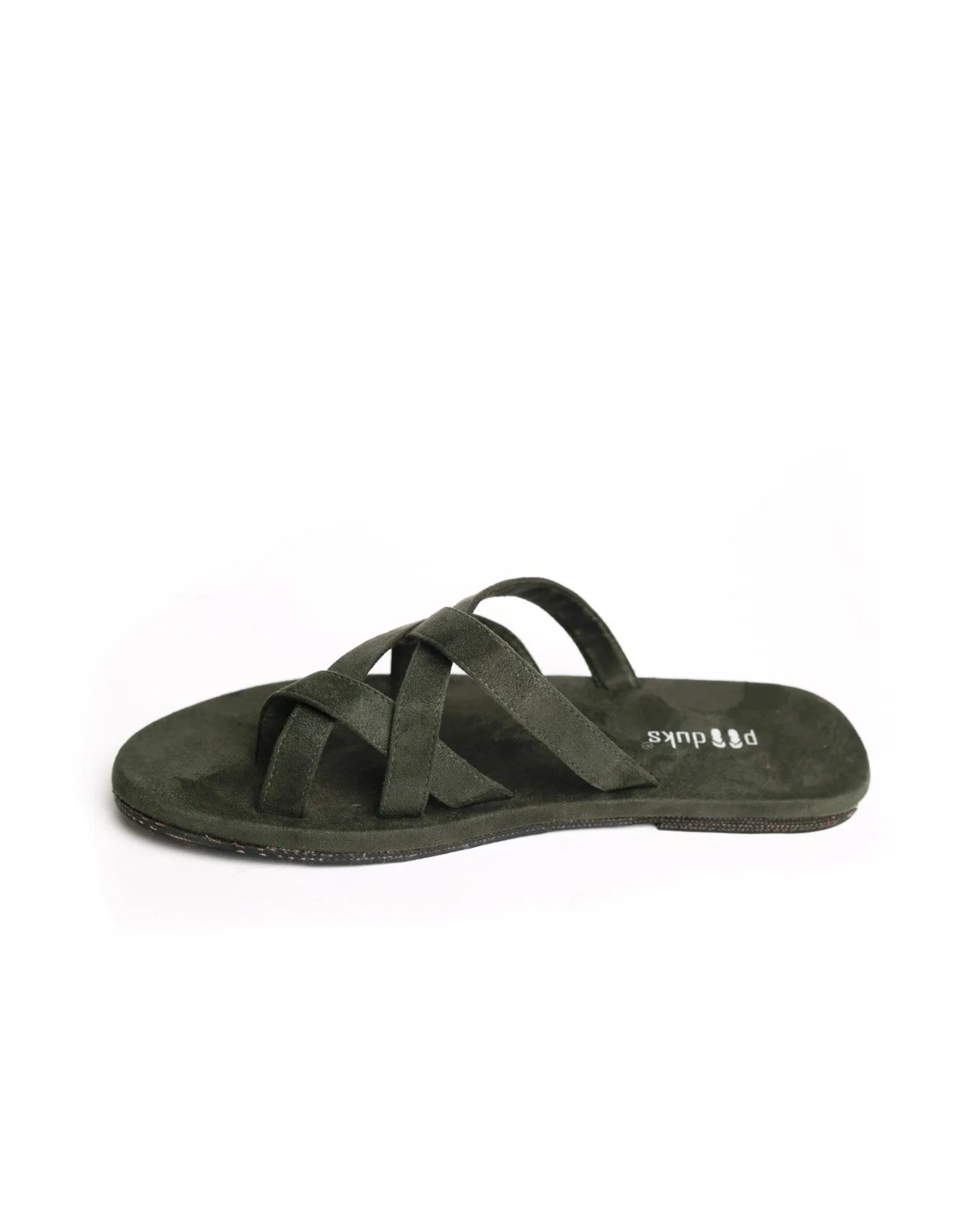 Paaduks Radial Crossover Vegan Suede Slides for Men (Green)