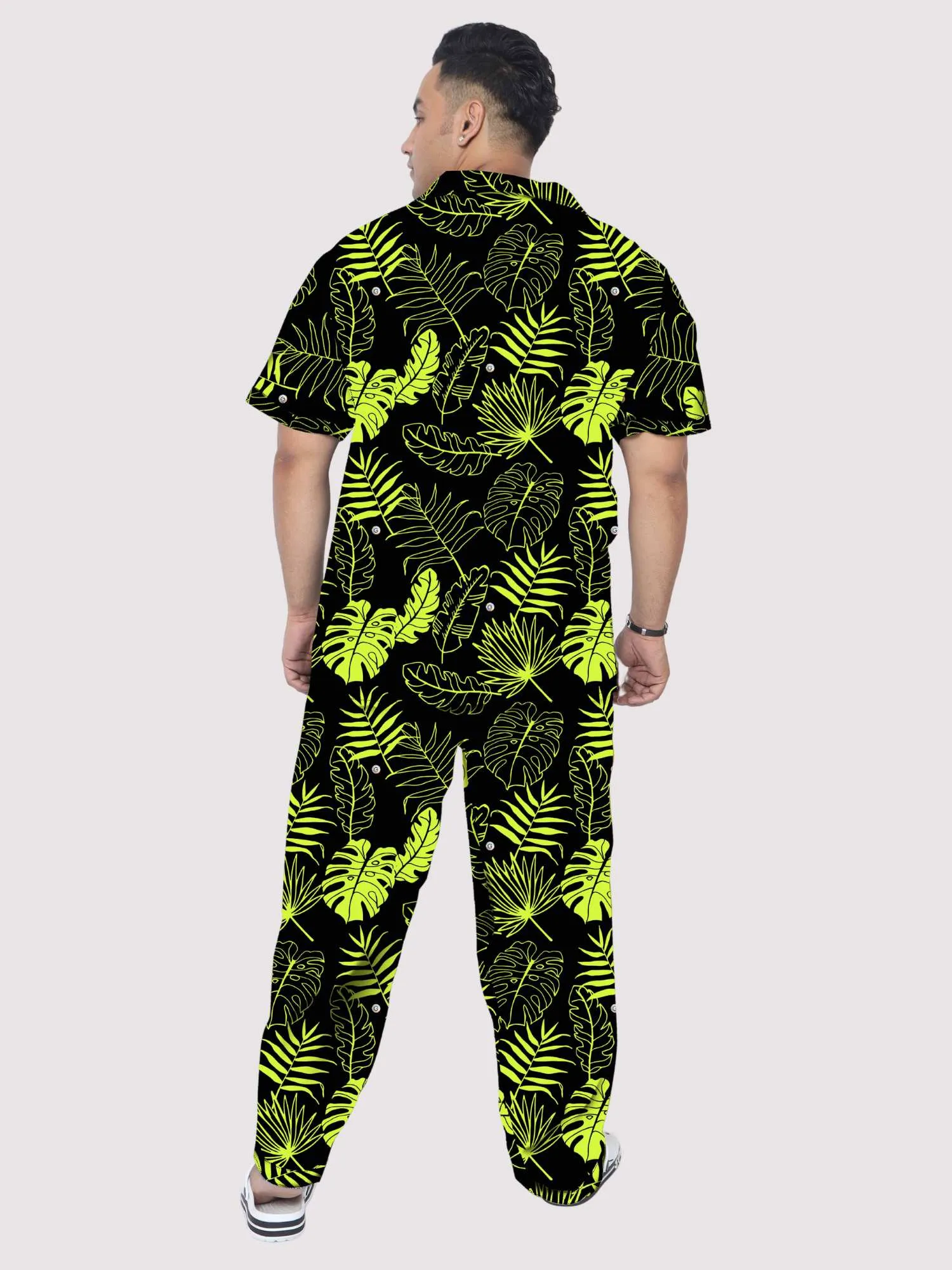 Palm Yellow Leaves Plus Size Men's Co-ord Set