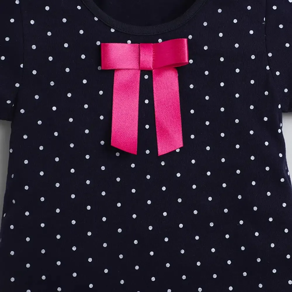 Polka Print Half Sleeve Bow Set