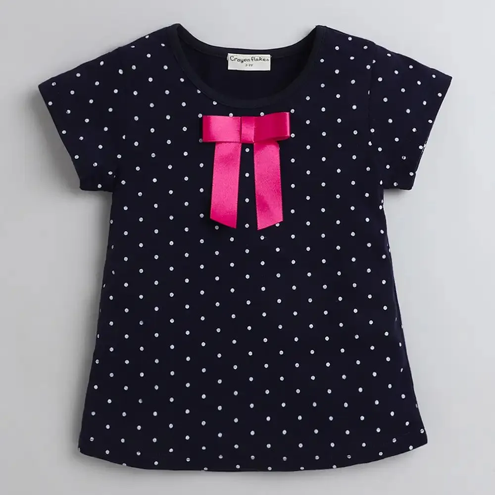 Polka Print Half Sleeve Bow Set