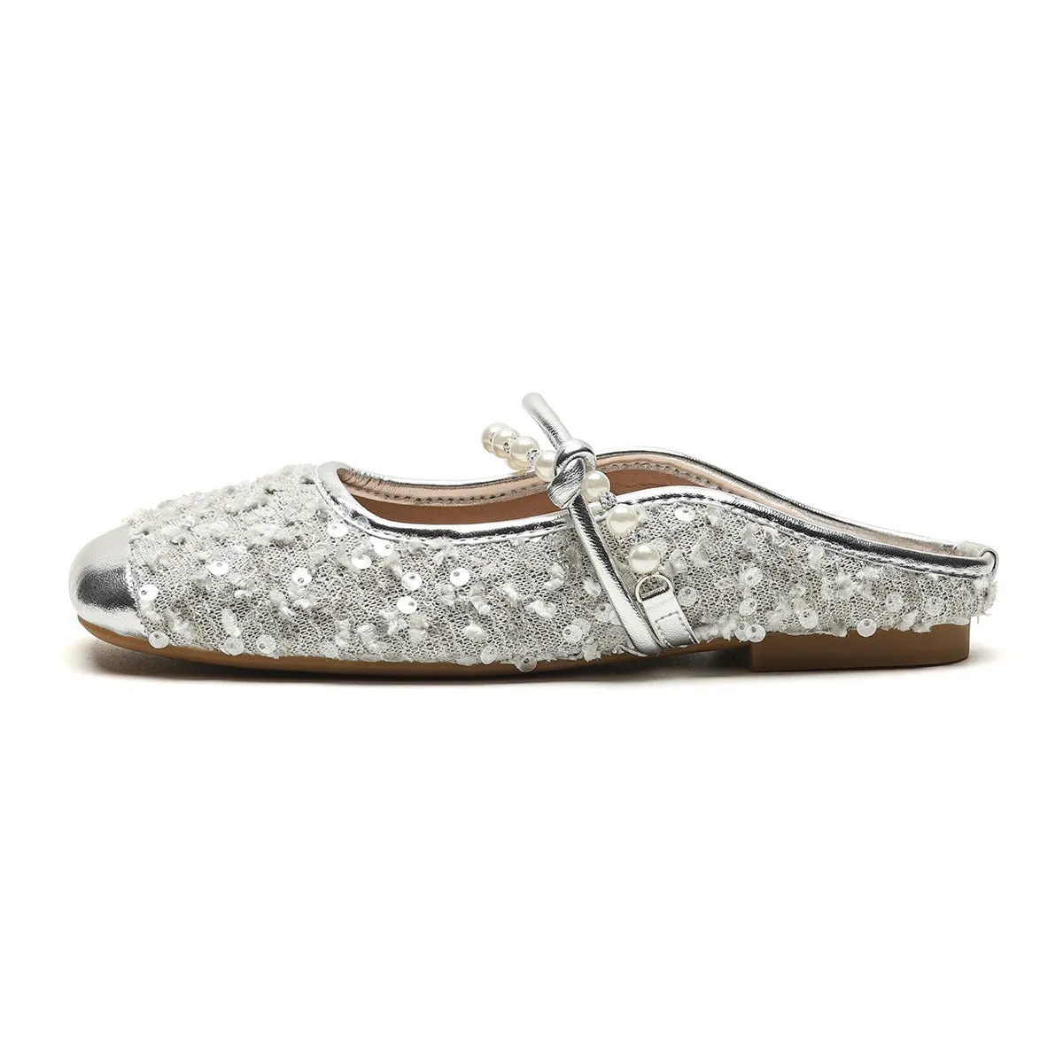 Pre Order:  One Line Pearl Soft Soled Square Toe Mules