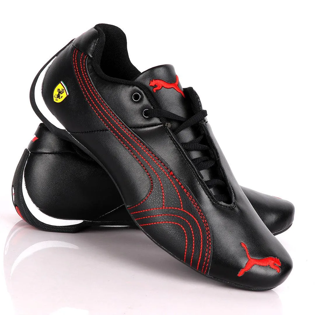 Puma Future Super Cat Leather Sneakers Black Red