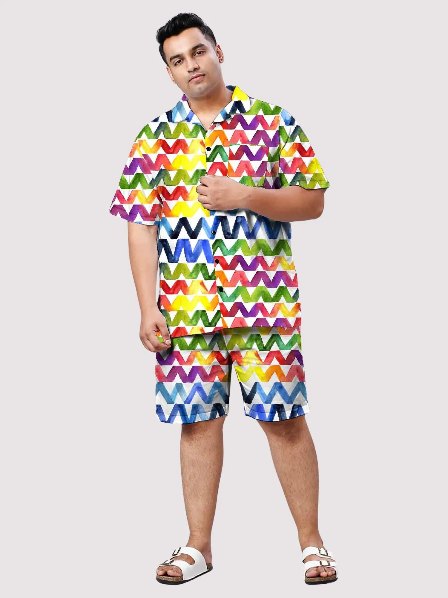 Rainbow Zig Zag Digital Printed Half Co-ords Set