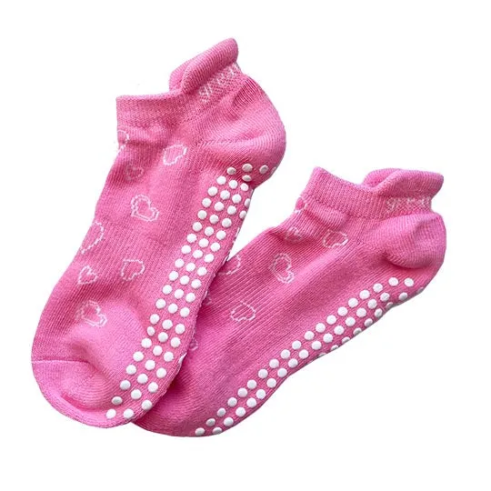 Roxy Heart Tab Back Grip Sock - White/Pink