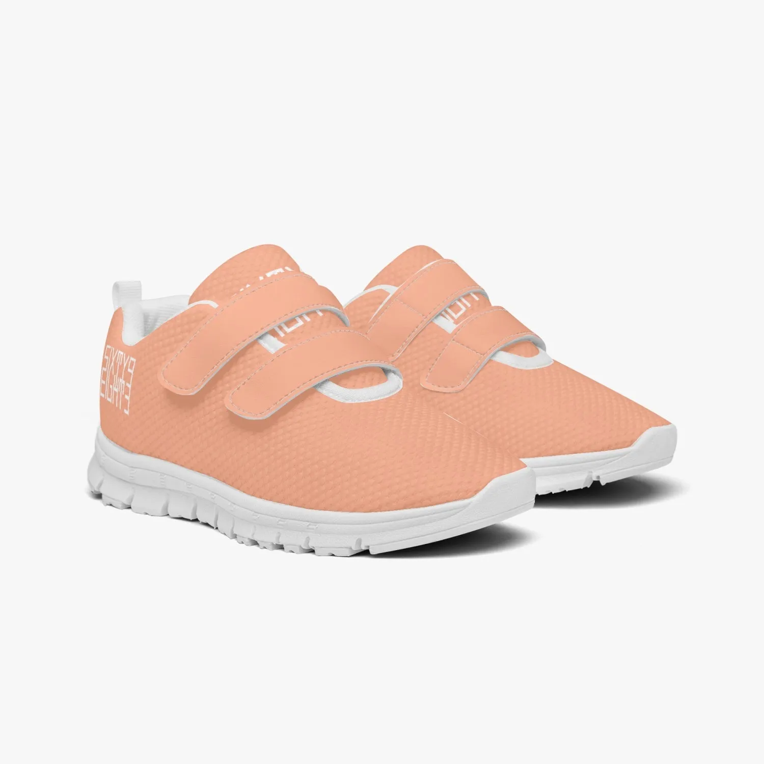 Sixty Eight 93 Logo White Peach Kids Lightweight Velcro Shoe