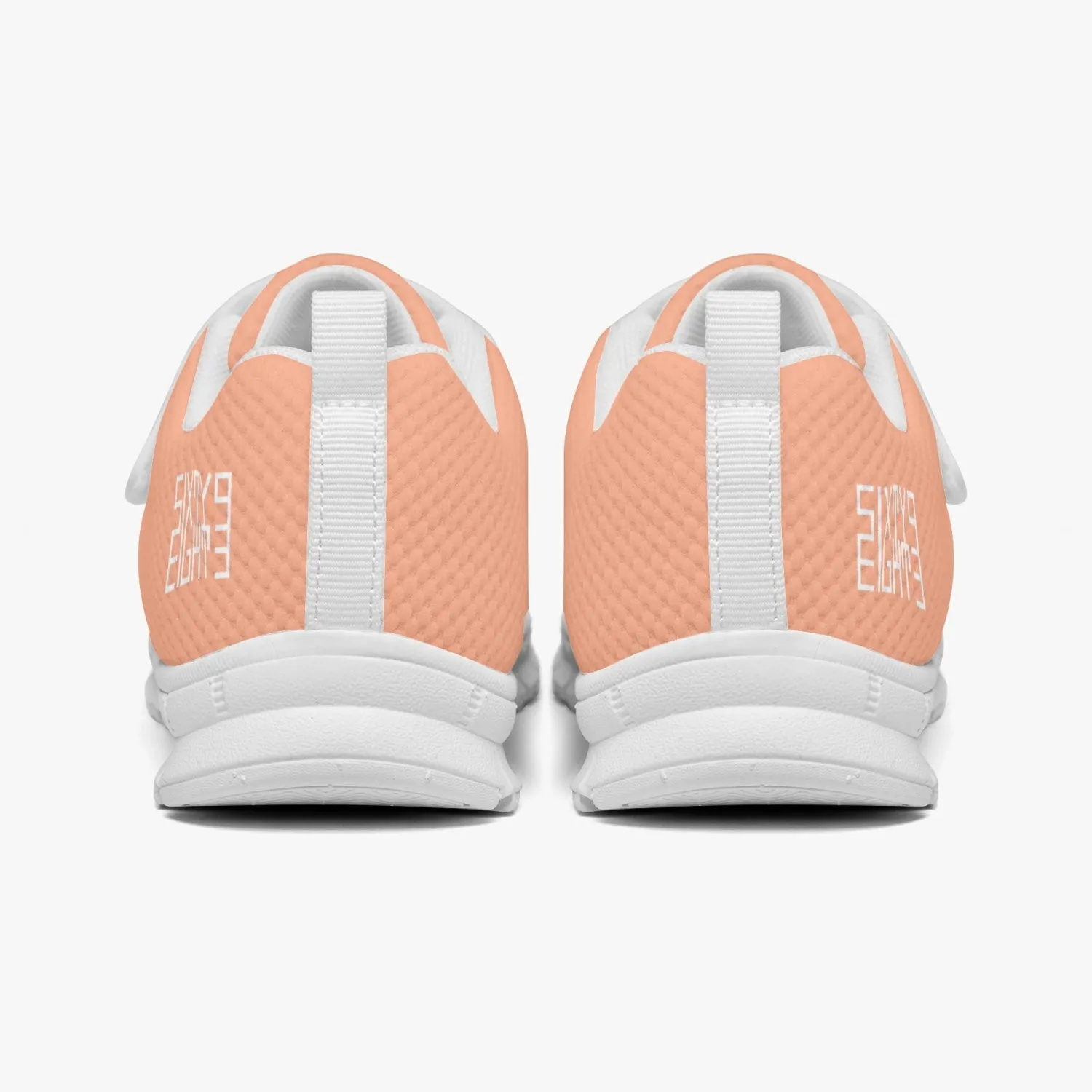 Sixty Eight 93 Logo White Peach Kids Lightweight Velcro Shoe