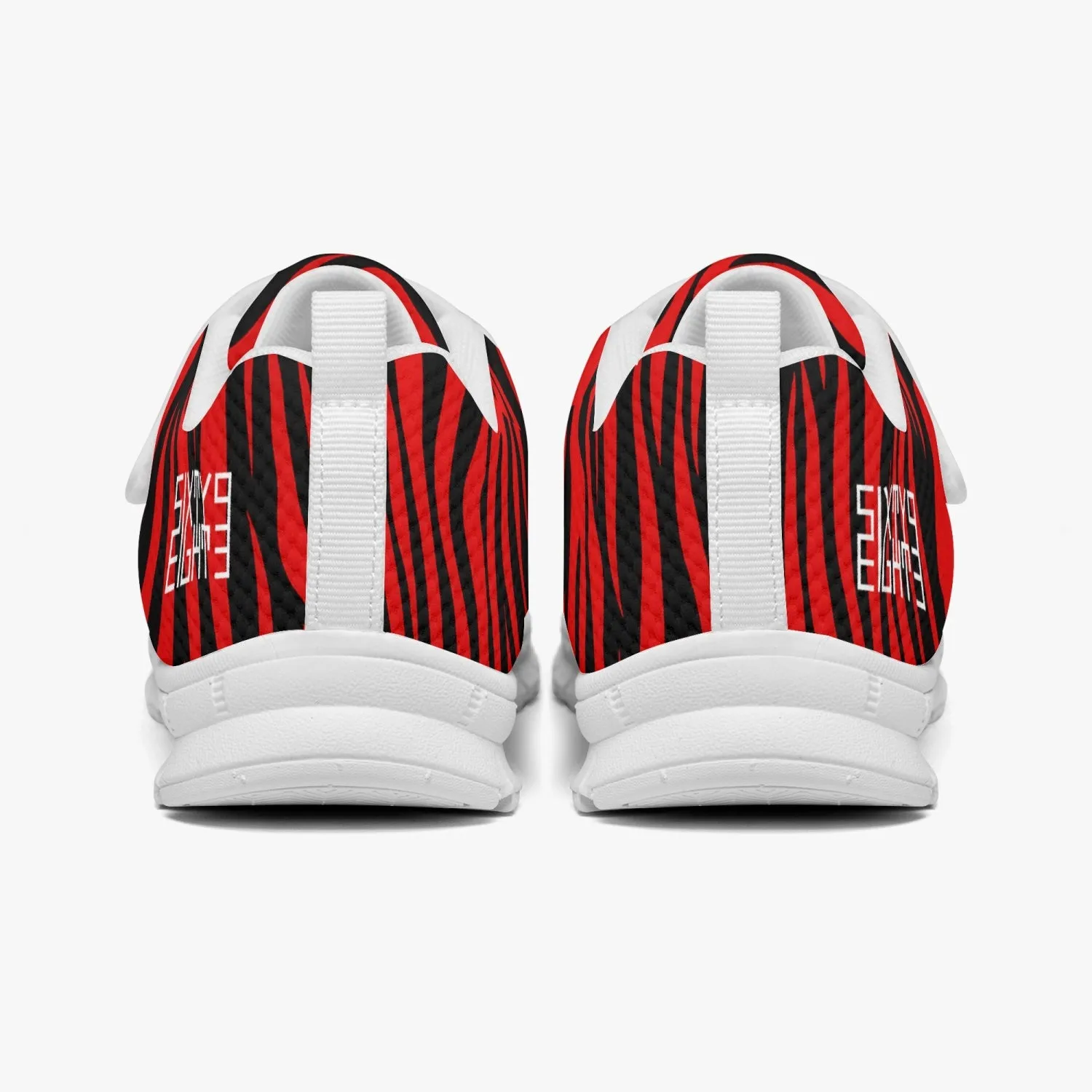 Sixty Eight 93 Logo White Zebra Red Kids Lightweight Velcro Shoe