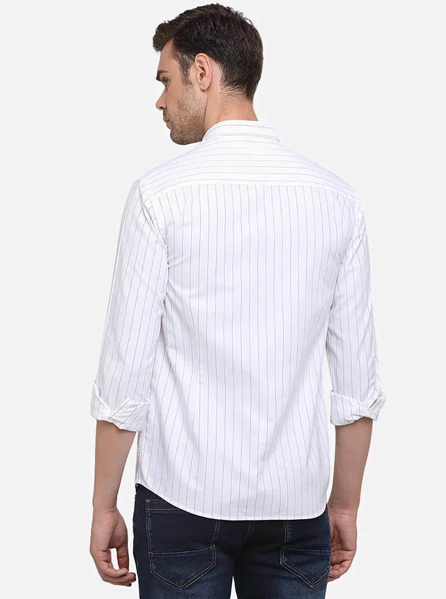 Snow White Solid Slim Fit Semi Casual Shirt | Greenfibre