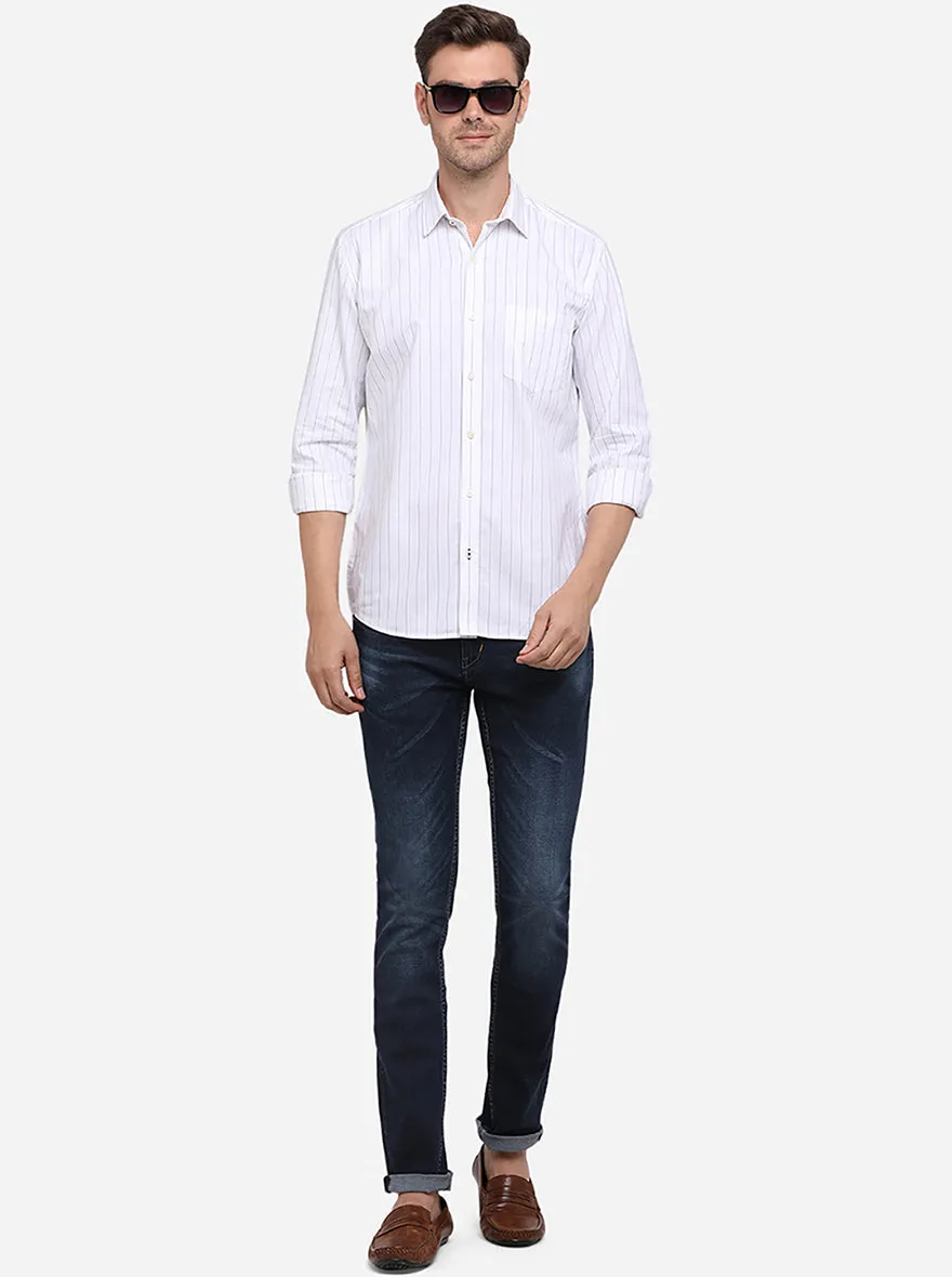 Snow White Solid Slim Fit Semi Casual Shirt | Greenfibre