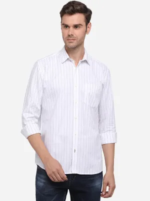 Snow White Solid Slim Fit Semi Casual Shirt | Greenfibre