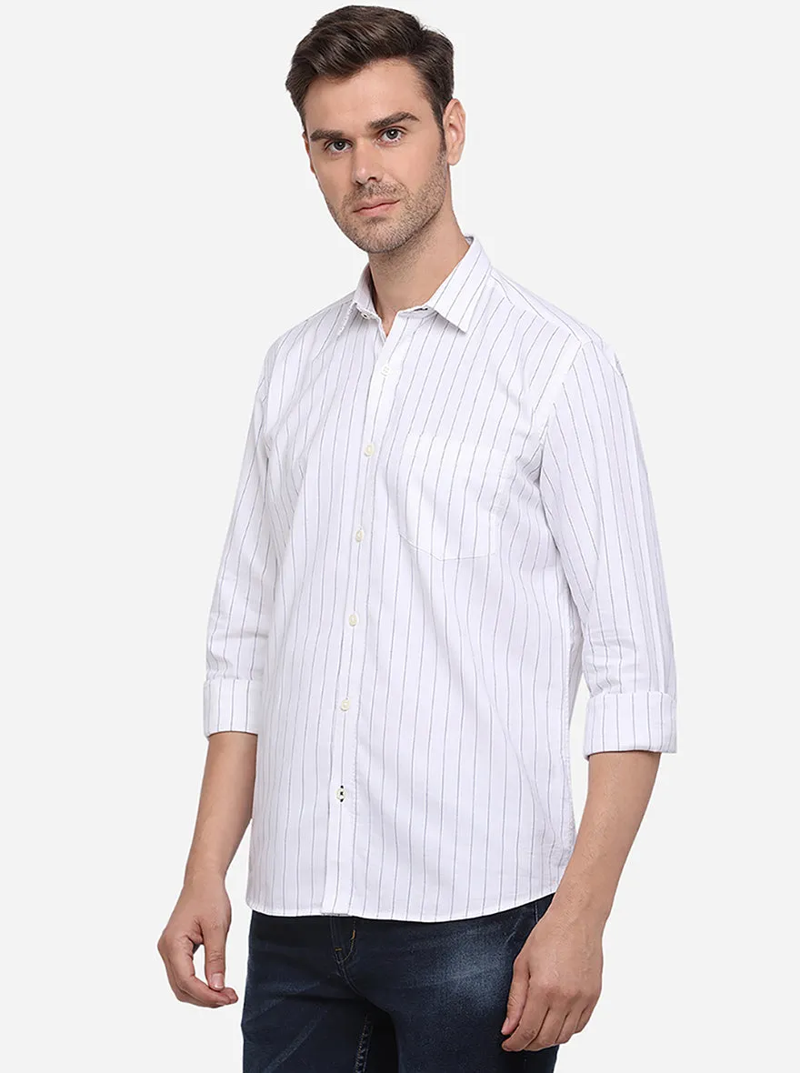 Snow White Solid Slim Fit Semi Casual Shirt | Greenfibre