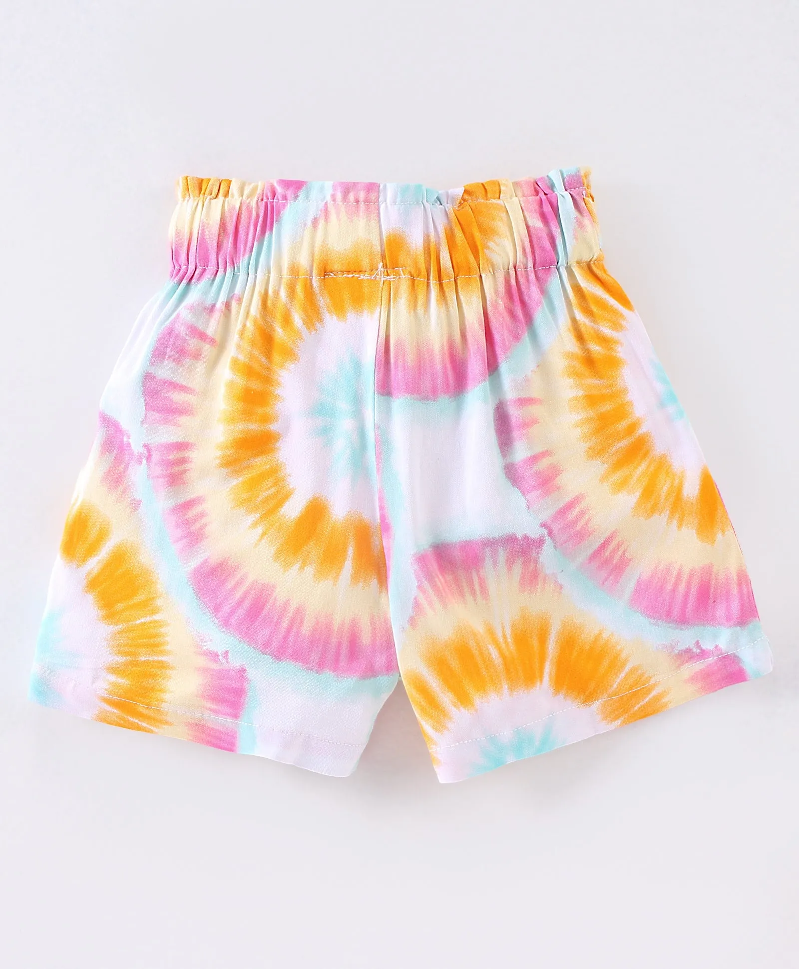 Solid Frilled Top with Tie Dye Wrap Short Set