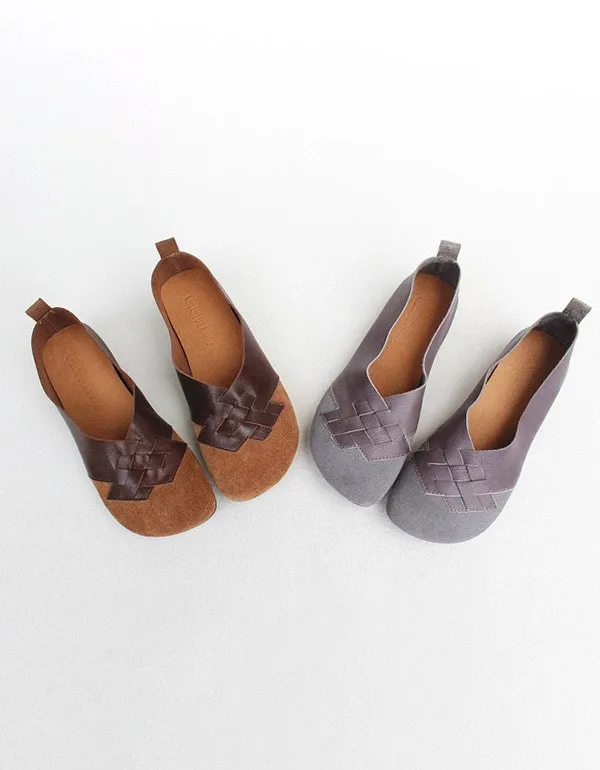 Spring Handmade Soft Leather Retro Flat Shoes