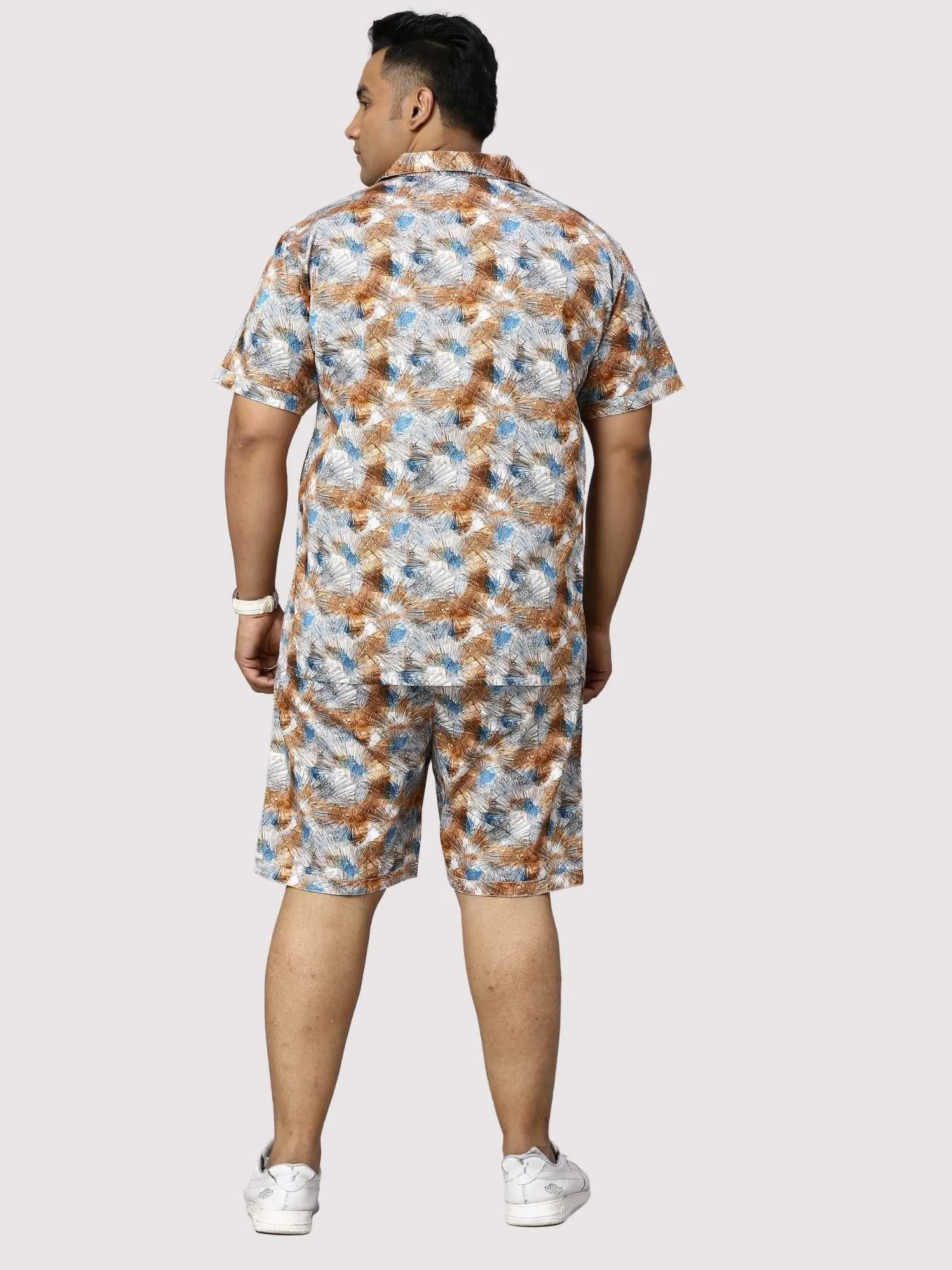 Star Dust Digital Printed Half Co-Ords Men's Plus Size