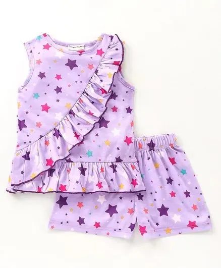 Stars Front Frill Top and Short Set