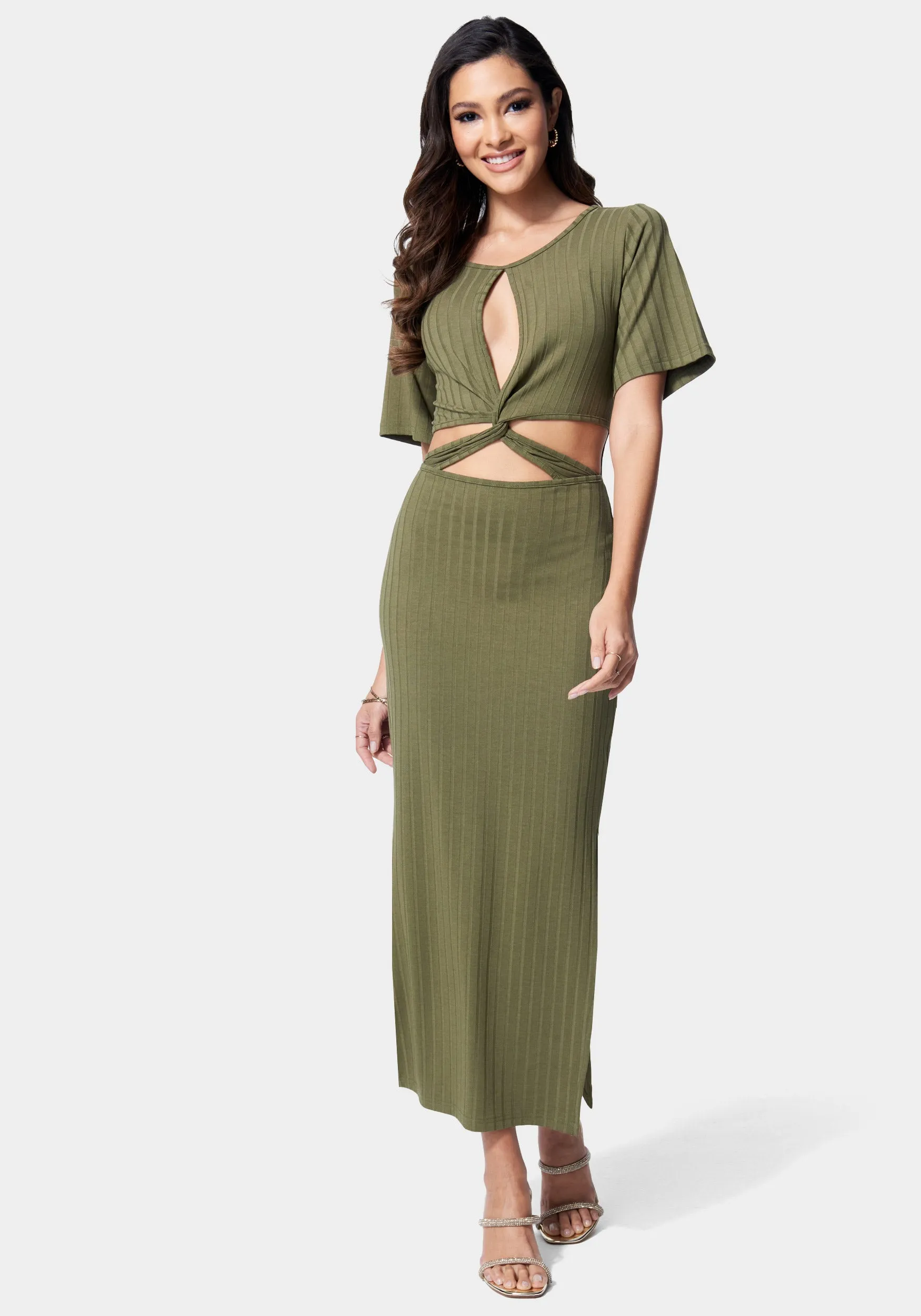 Strappy Cutout Knit Midi Dress