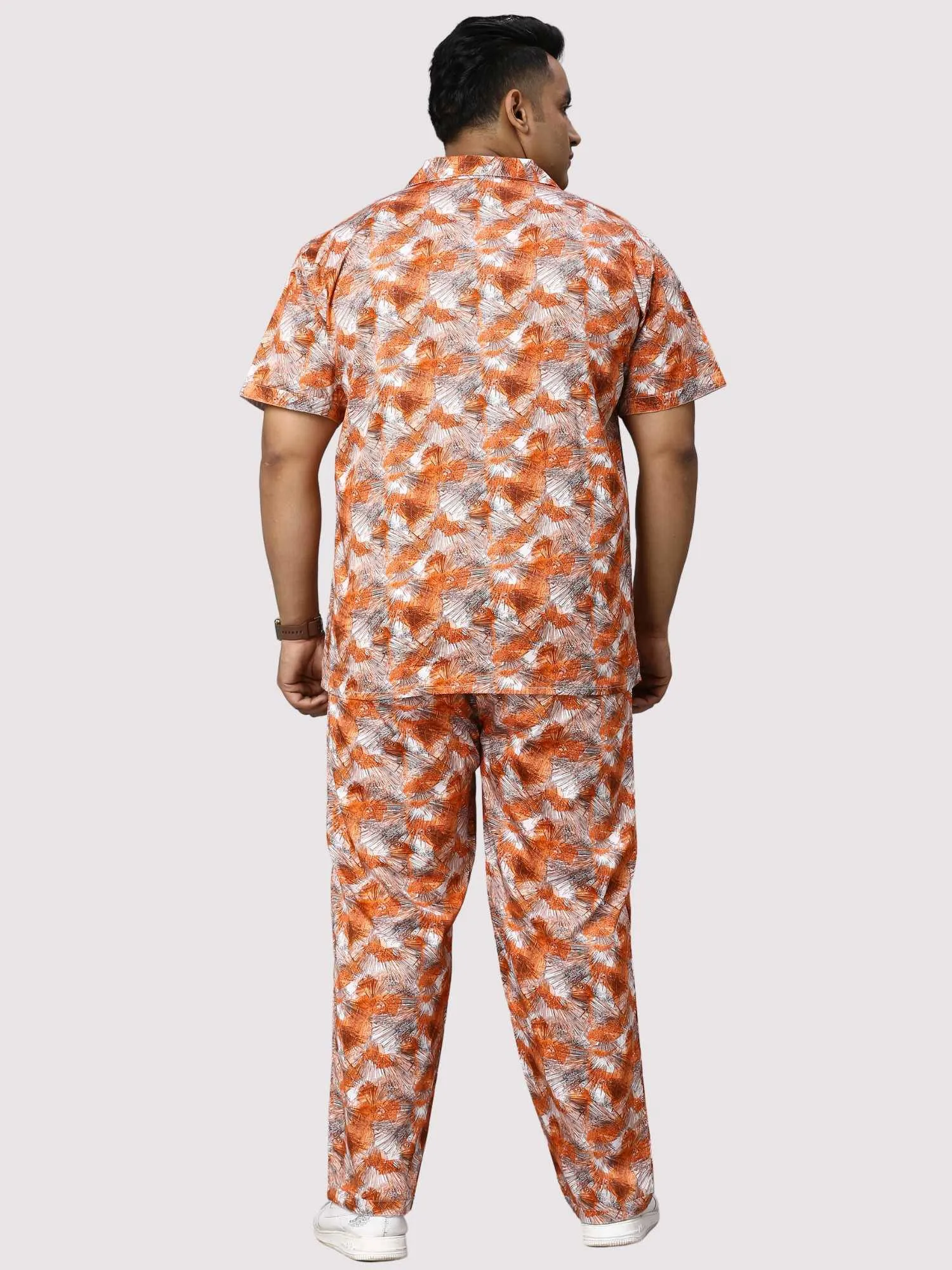 Sunrise Orange Men Digital Printed Full Co-Ords Men's Plus Size