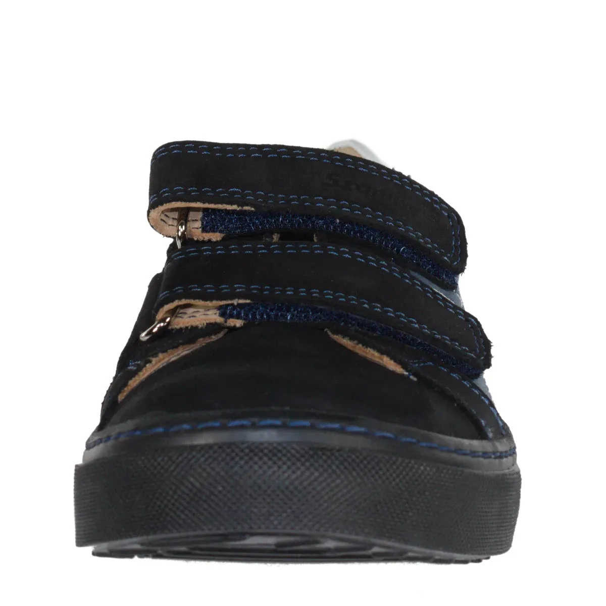 Szamos Kid Boy Sneakers In Blue And Black Color With Double Velcro Strap - Made In Europe