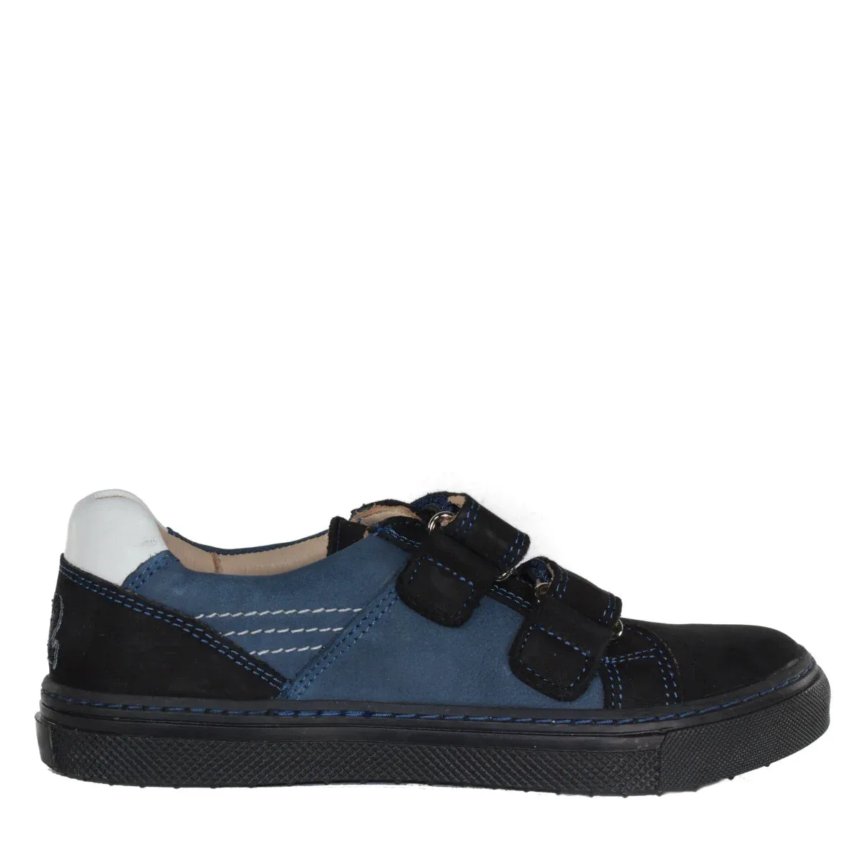 Szamos Kid Boy Sneakers In Blue And Black Color With Double Velcro Strap - Made In Europe