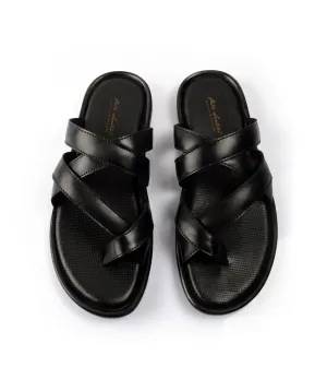 Venezia Leather Slippers - Black