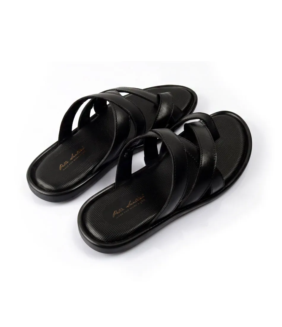 Venezia Leather Slippers - Black