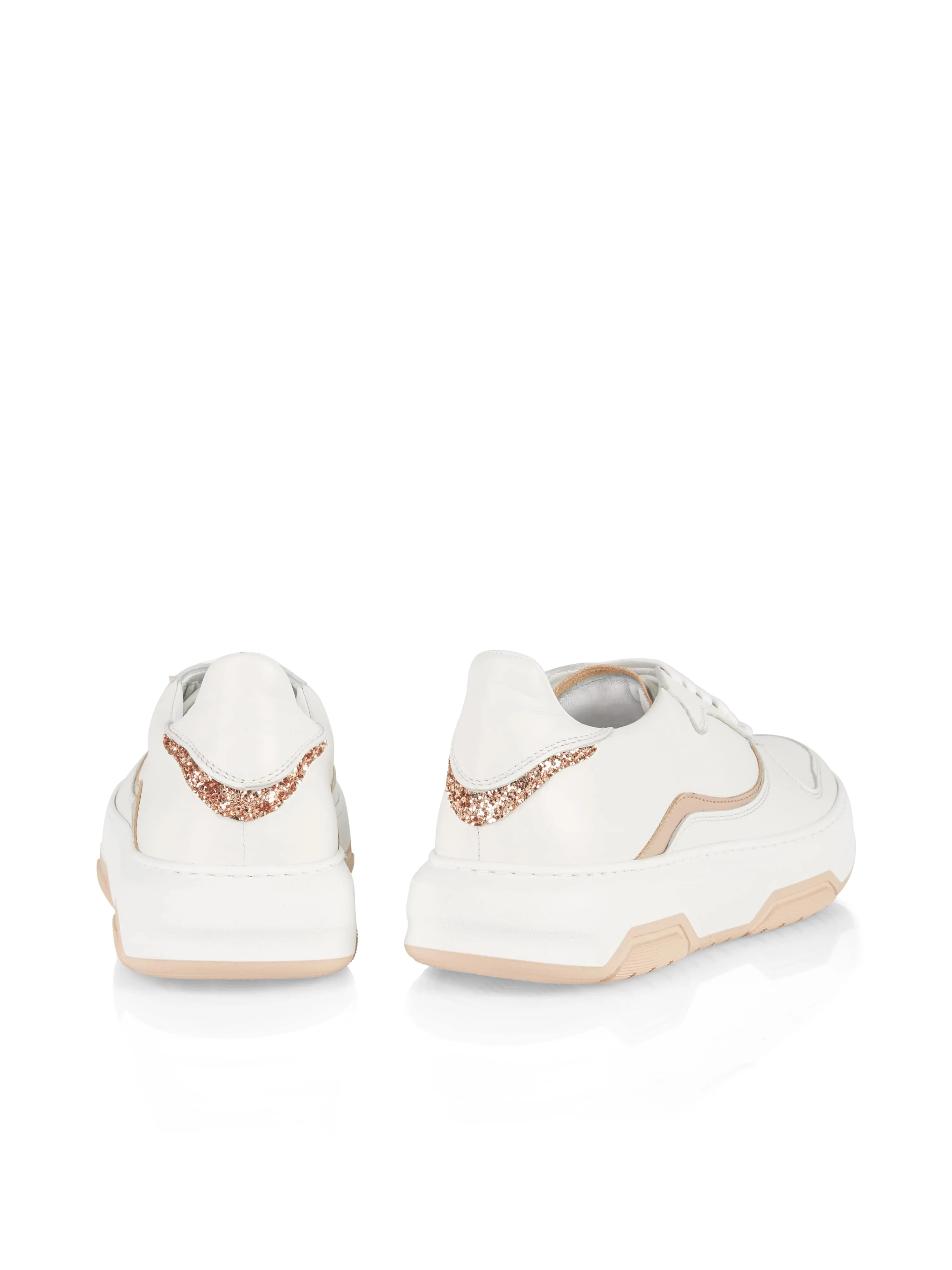 WHITE LEATHER SNEAKER W GOLD SPARKLE DETAIL