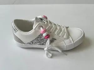 White with silver glitter detail sneaker