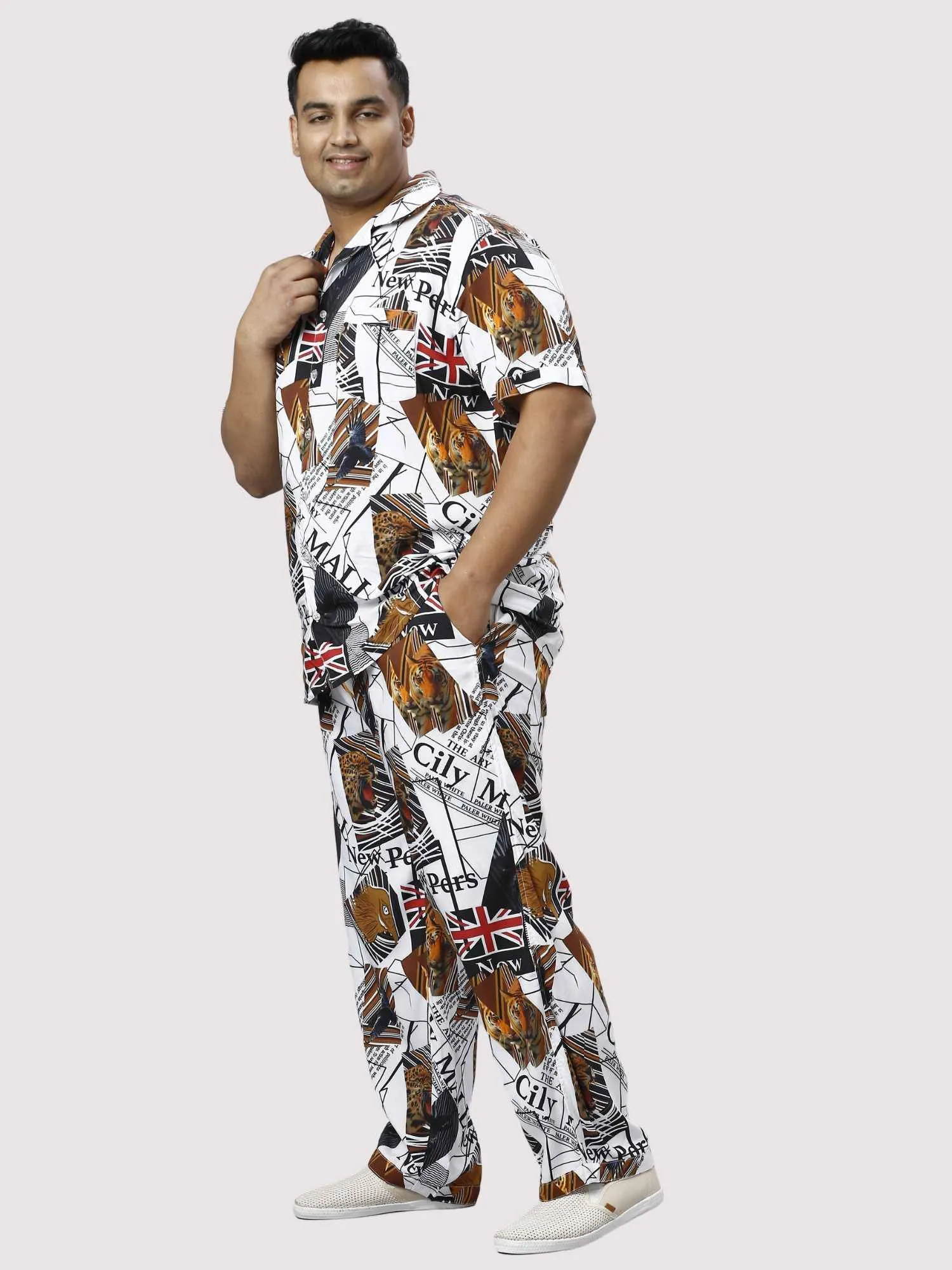 Wild Kingdom Digital Printed Full Co-ords Set Men's Plus Size