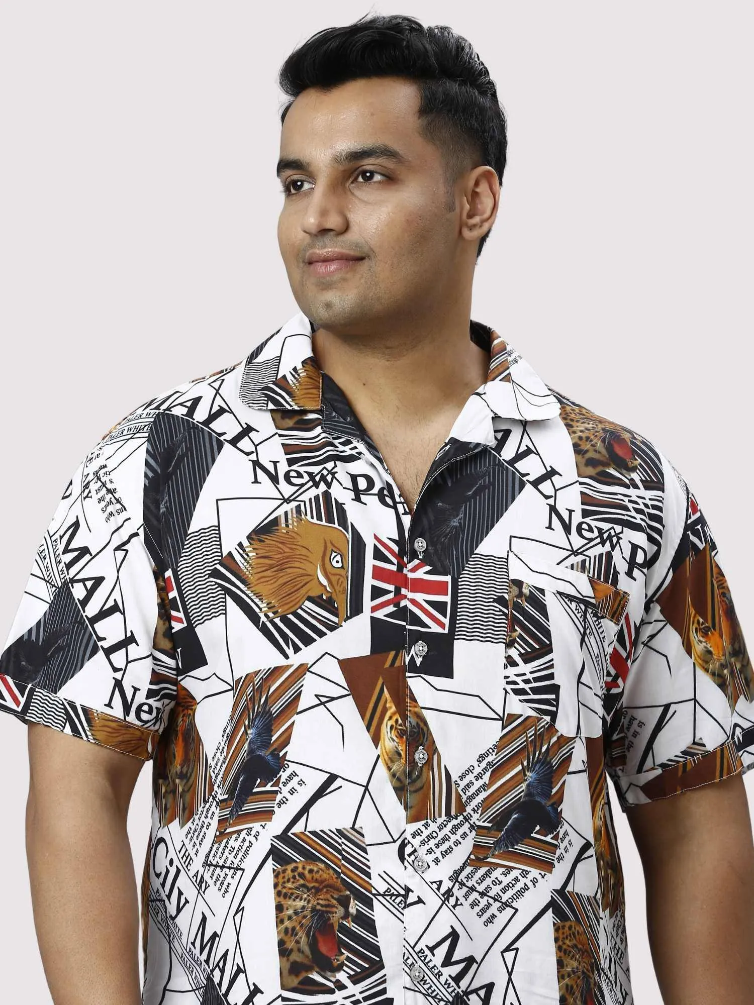 Wild Kingdom Digital Printed Full Co-ords Set Men's Plus Size