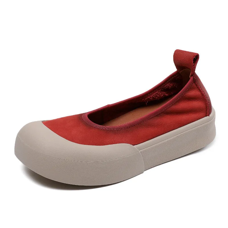 Women Minimalist Soft Leather Thick Soled Flats