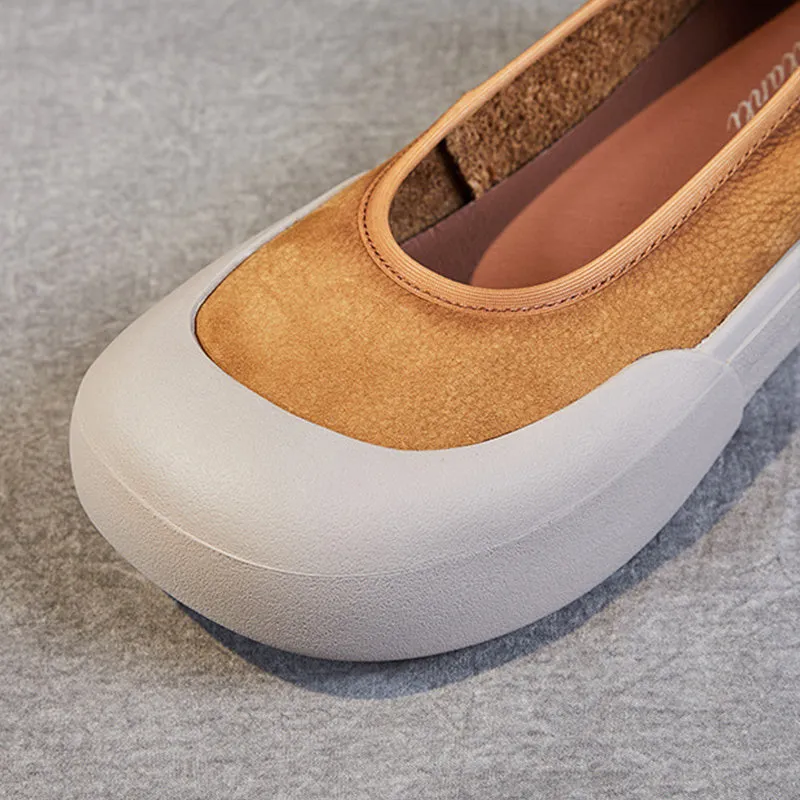 Women Minimalist Soft Leather Thick Soled Flats