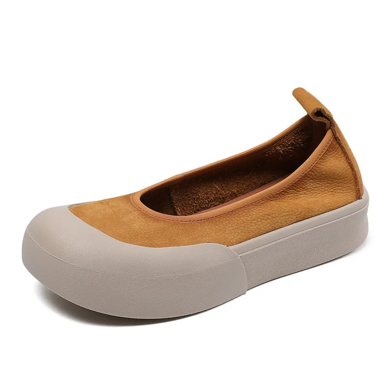 Women Minimalist Soft Leather Thick Soled Flats