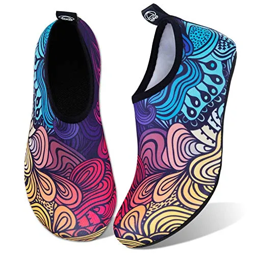 Women's, Men's & Kid's Water Shoes, Barefoot Quick-Dry Aqua Socks for Beach, Yoga, Exercise - Color Swirls