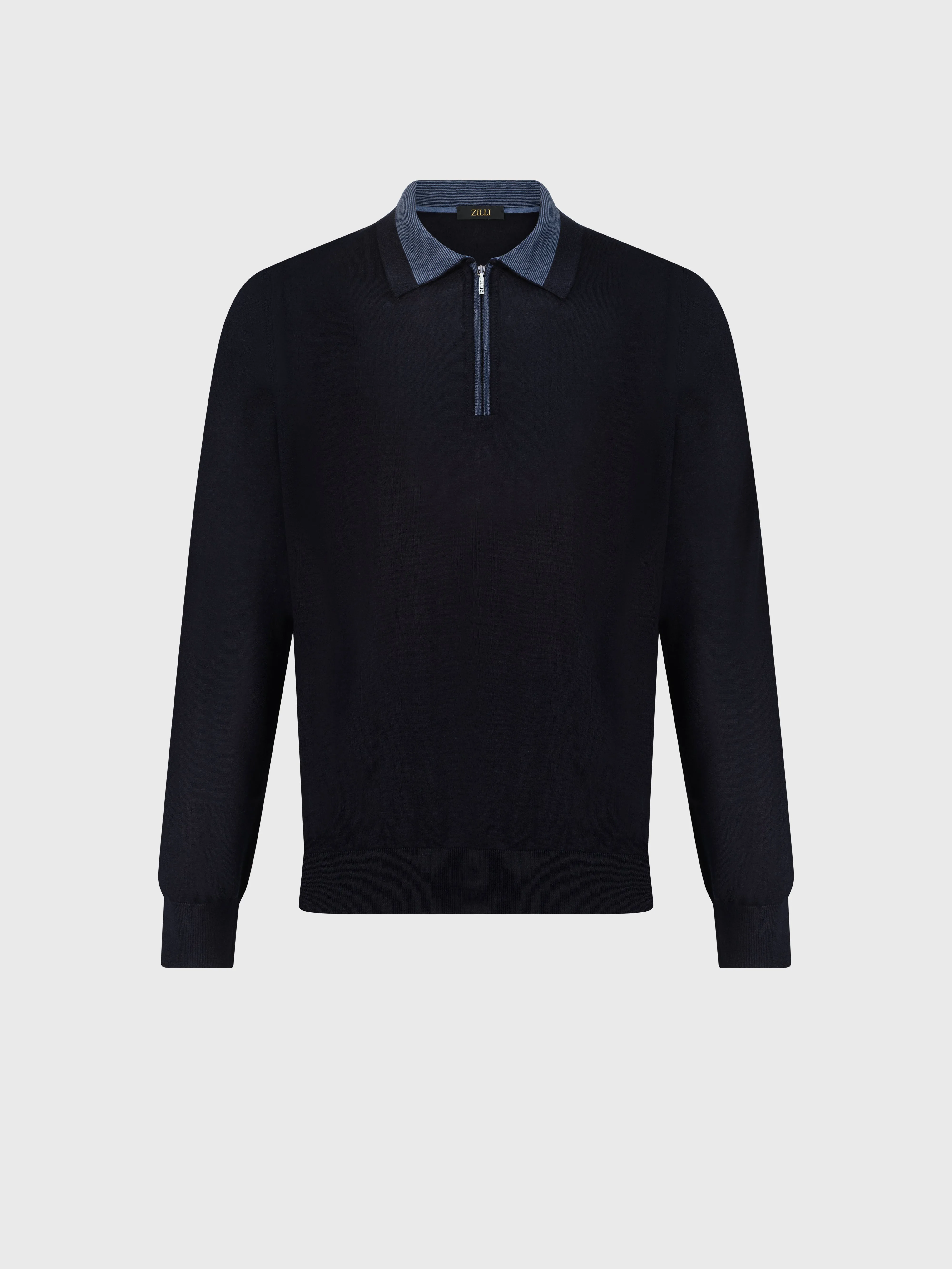 Zipped Polo Shirt Dark Navy